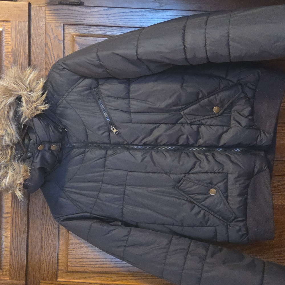 Quilted Faux-Fur Hooded Puffer Jacket - Dark Brown